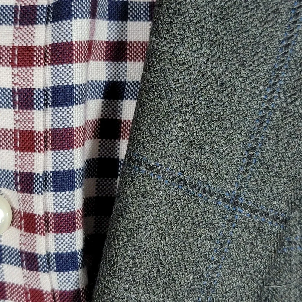 Pronto Uomo Platinum Men's Sport Coat Two Button Gray Plaid Herringbone Size 42R